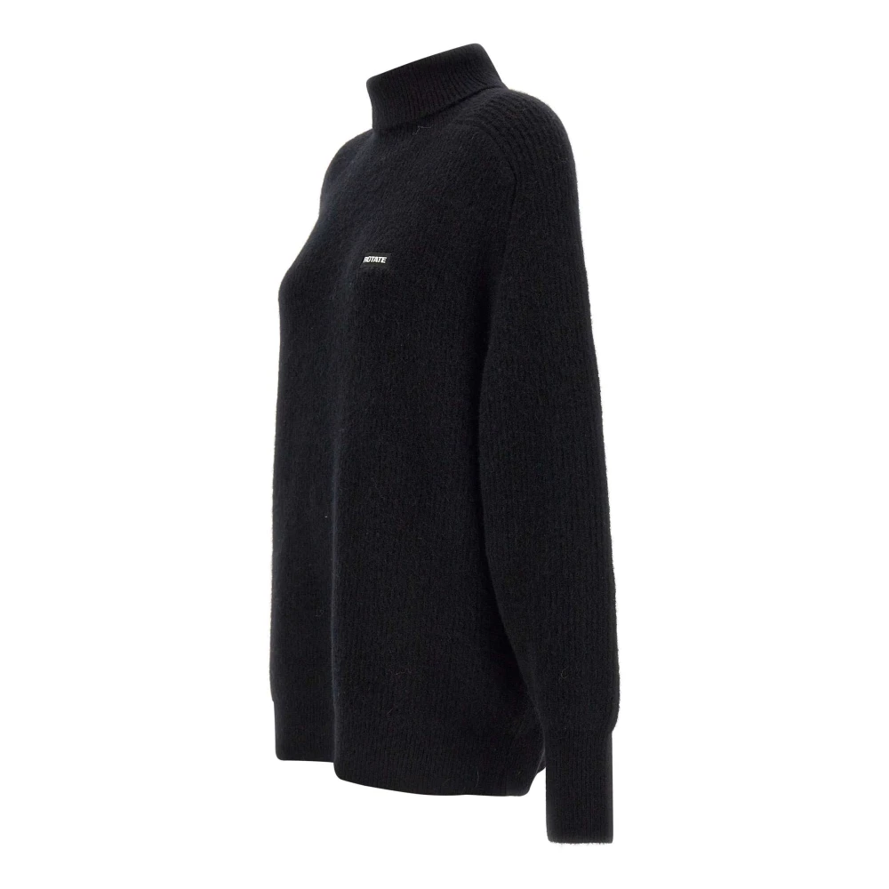 Rotate Birger Christensen Zwarte Wol Alpaca Coltrui Sweater Black Dames