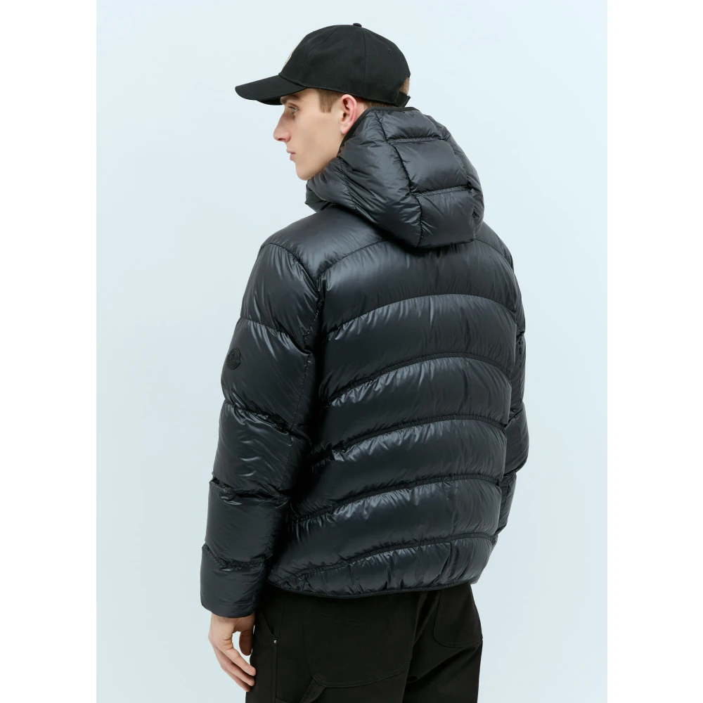 Moncler Matte Finish Donsjas met Capuchon Blue Heren