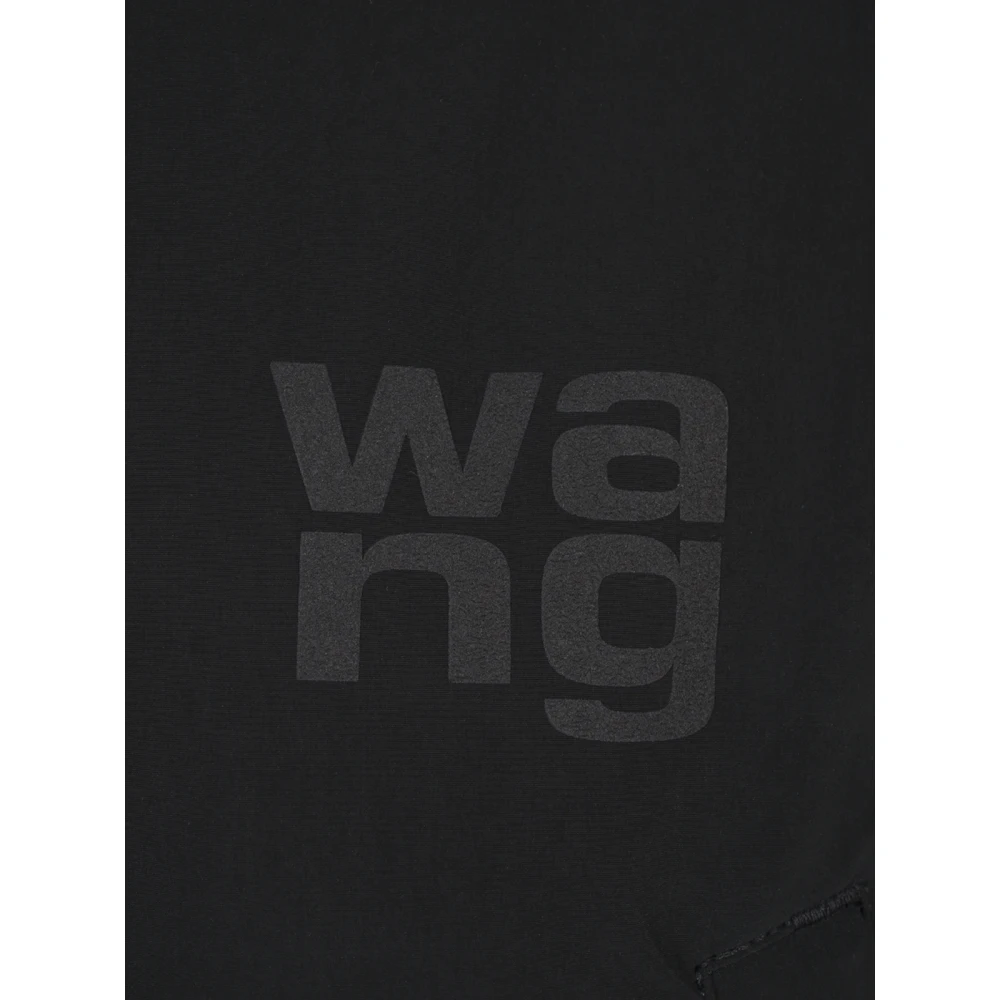 alexander wang Zwarte Hooded Cropped Rits Jas Black Dames