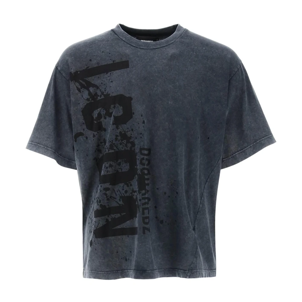 Dsquared2 Vintage T-shirt met Icon Splash Print Gray Heren