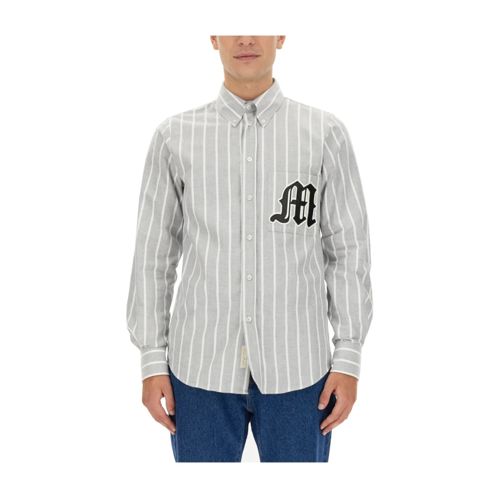 Msgm Logo Casual Shirt Gray Heren