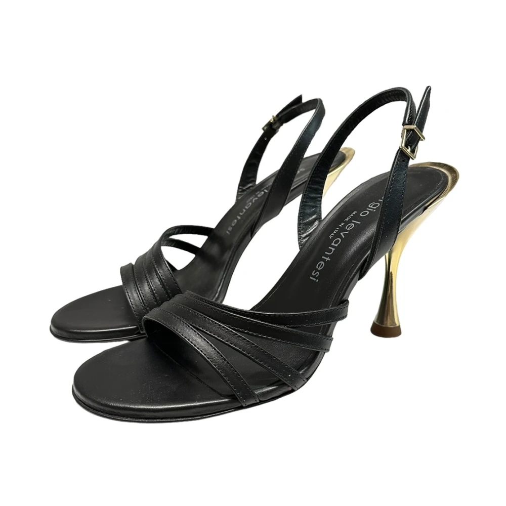 Sergio Levantesi Polyester Sandalen Leer 10cm Hak Black Dames