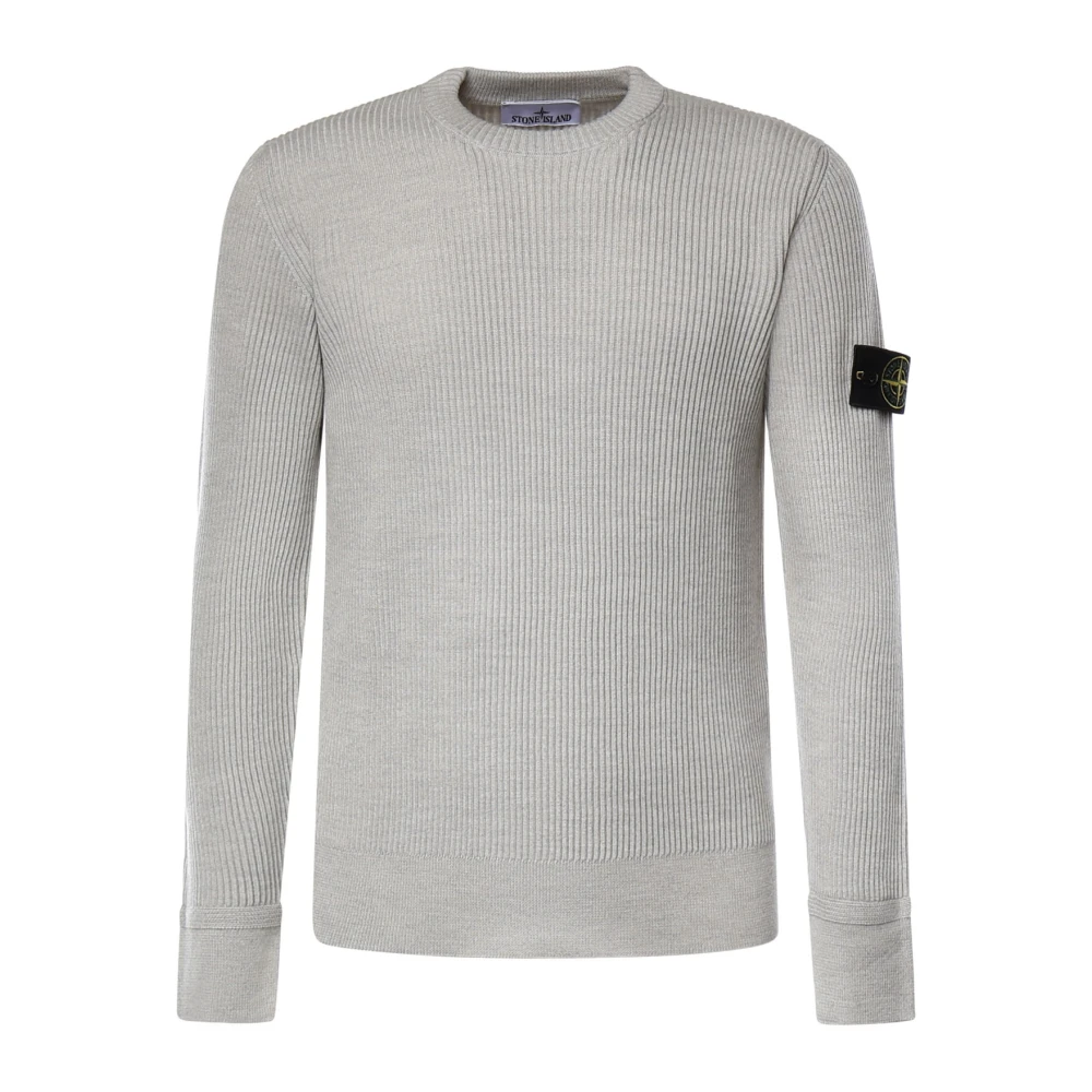 Stone Island Ribbed Crewneck Jumper - Male - Round-Neck Knitwear - Gray - Xl - Knitwear
