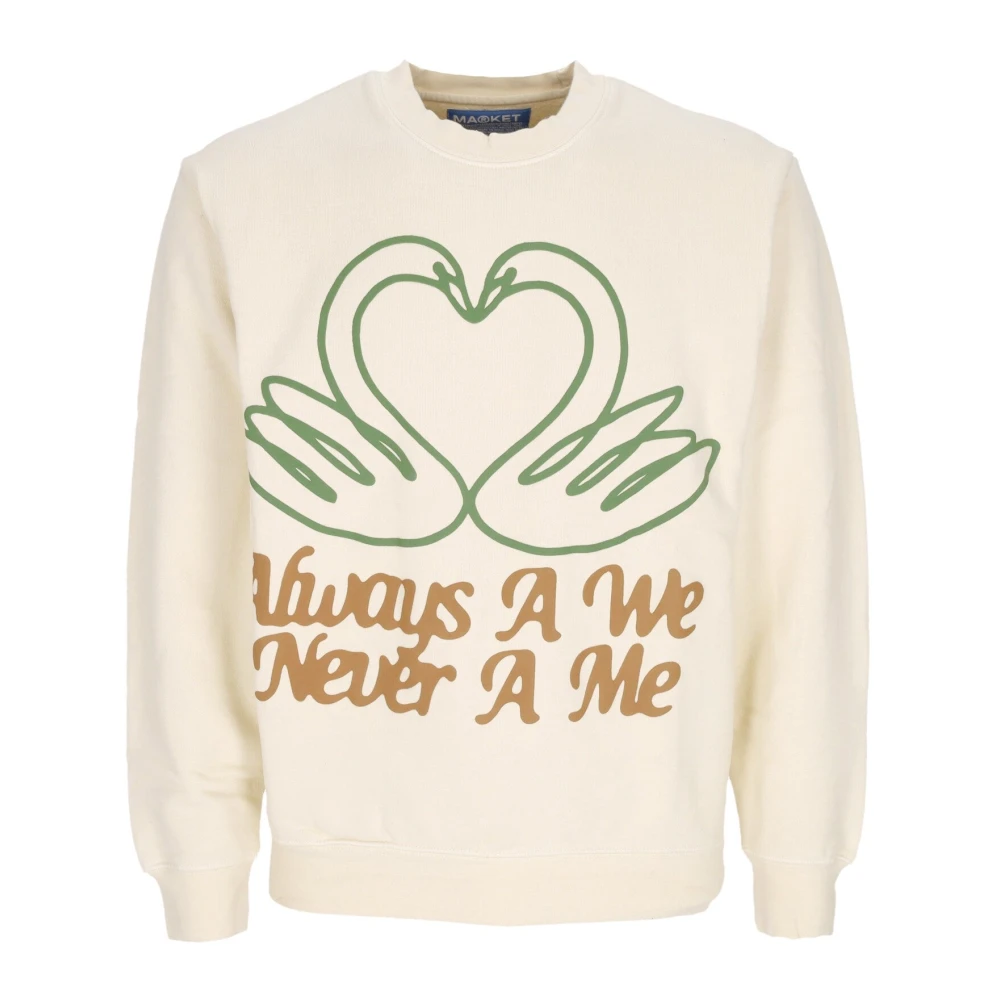 Market Men's Beige Crewneck Sweatshirt With Fleece Lining