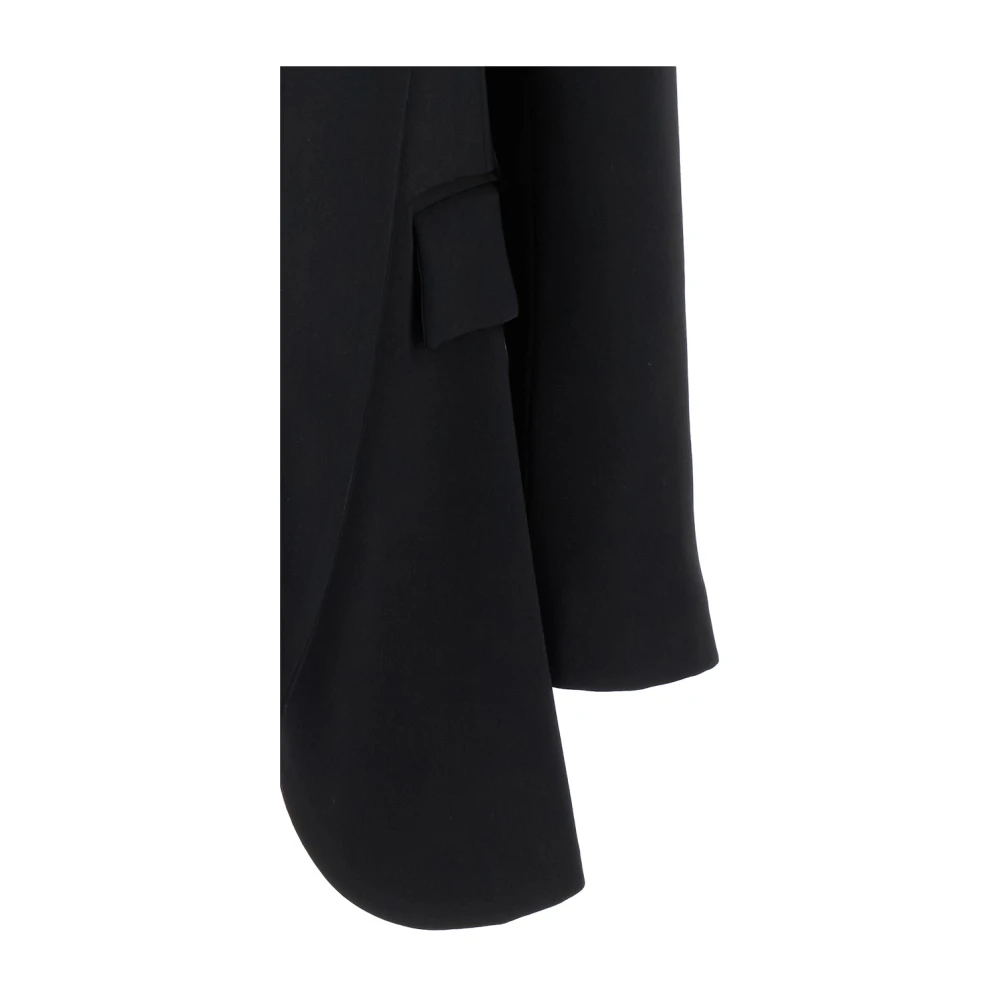 Plain Units Zwarte Open Voorkant Asymmetrische Zoom Jas Black Dames