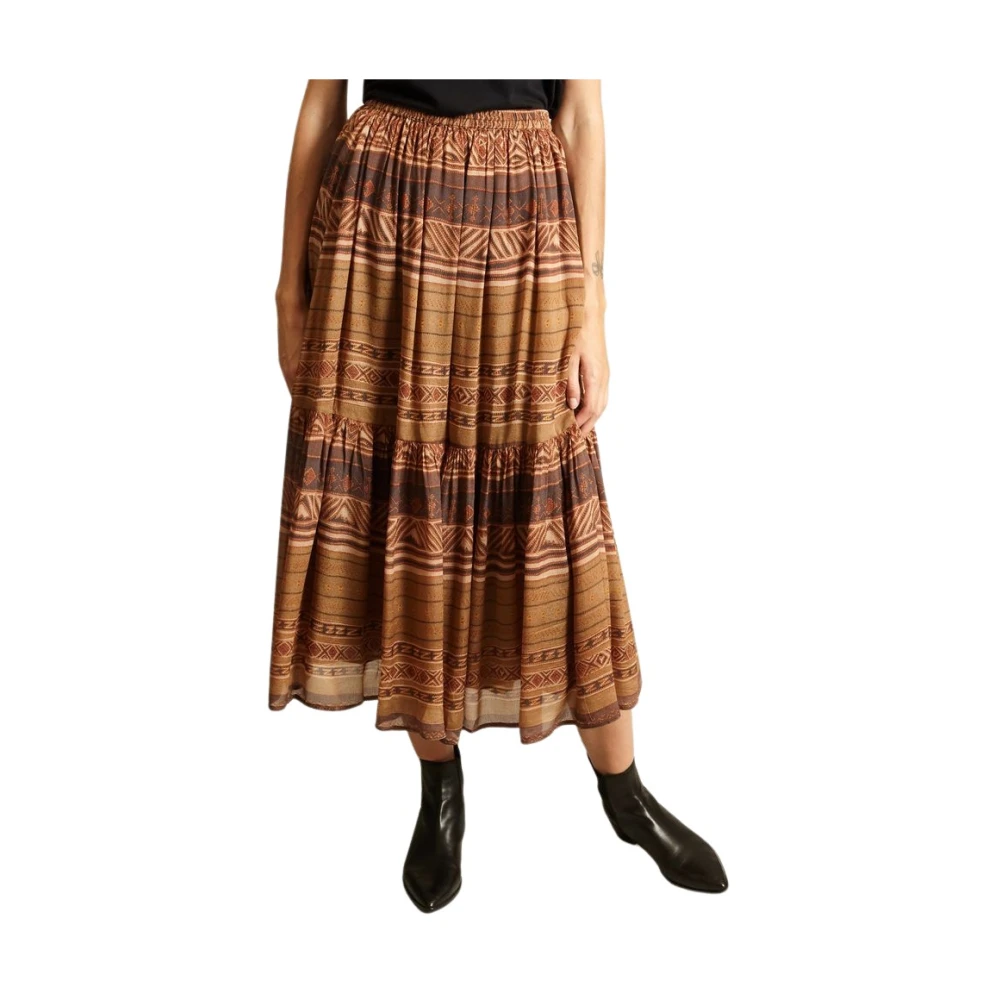 Mes Demoiselles Geometrische Oker Midi Rok Yellow Dames