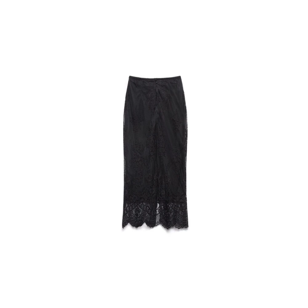 Aniye By Zwarte Kant Hoge Taille Midi Rok Black Dames