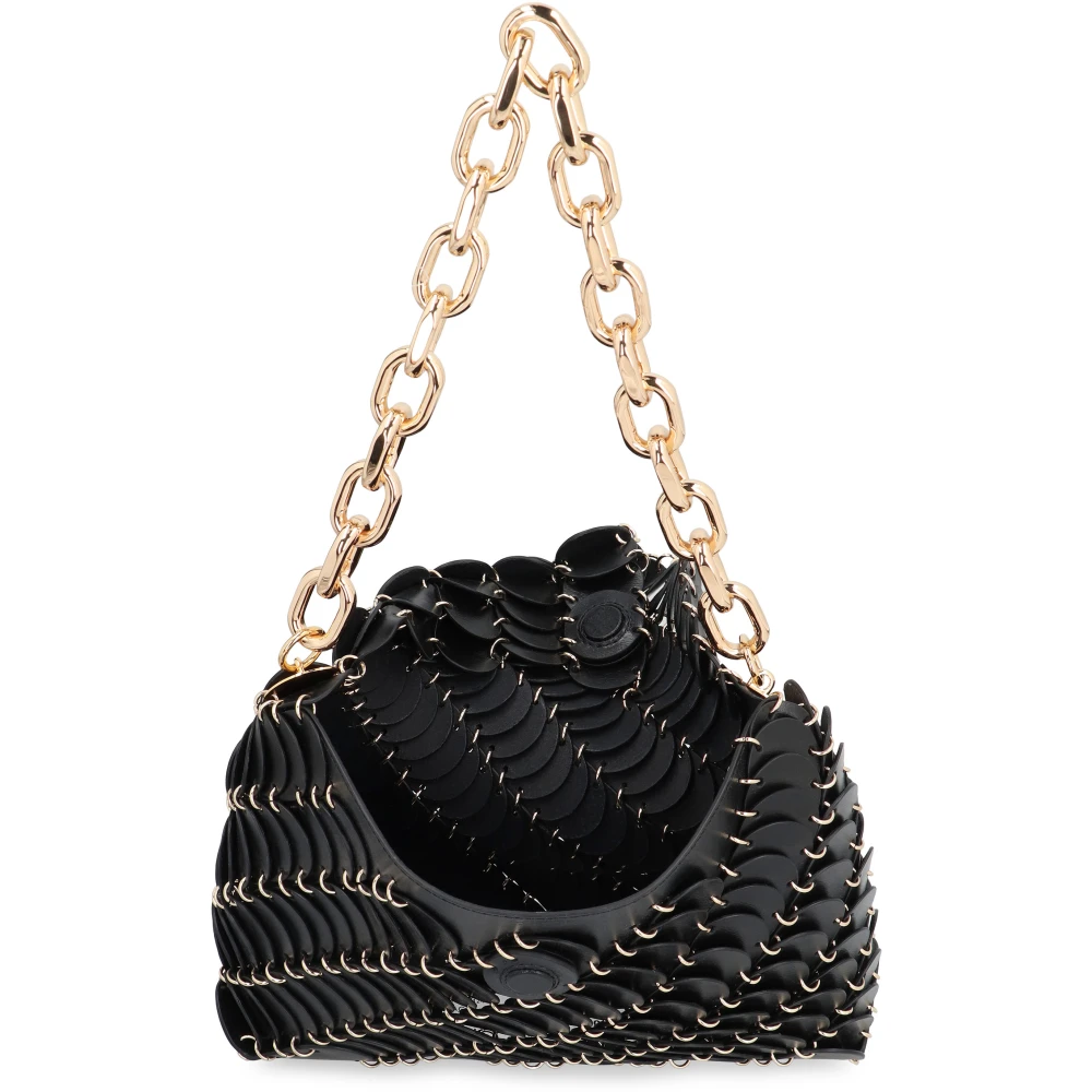Paco Rabanne Leren schoudertas met kettinghengsel Black Dames