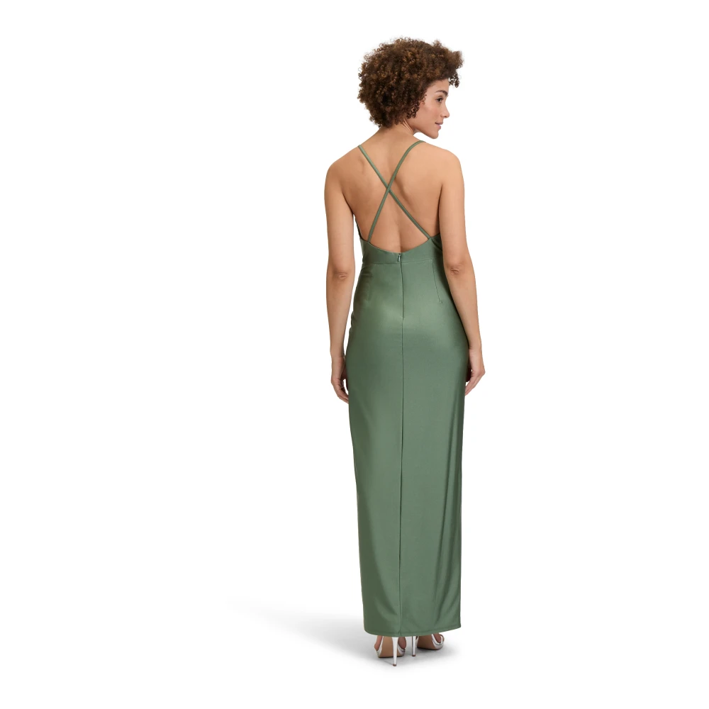 Vera Mont Elegante Avondjurk met Gerimpelde Taille Green Dames