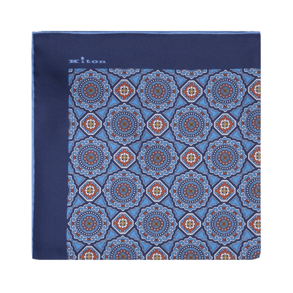 Kiton Blauwe Zijden Elegante Sjaal Blue Heren