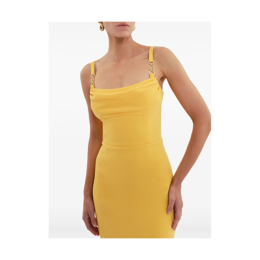 Rebecca Vallance Gele Cowl Neck Mouwloze Jurk Yellow Dames