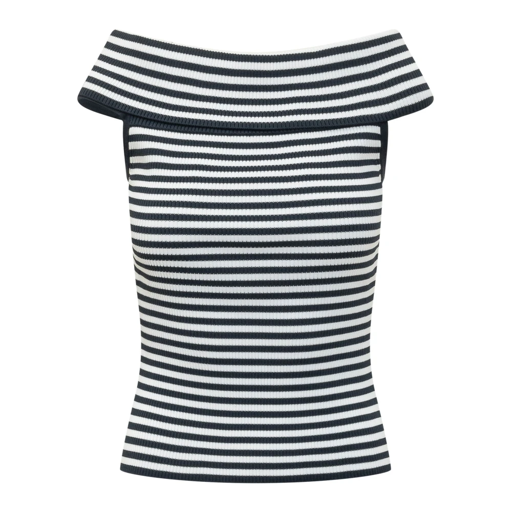 Michael Kors Women's Blue Round-Neck Knitwear, Xs, Ribbed Top
