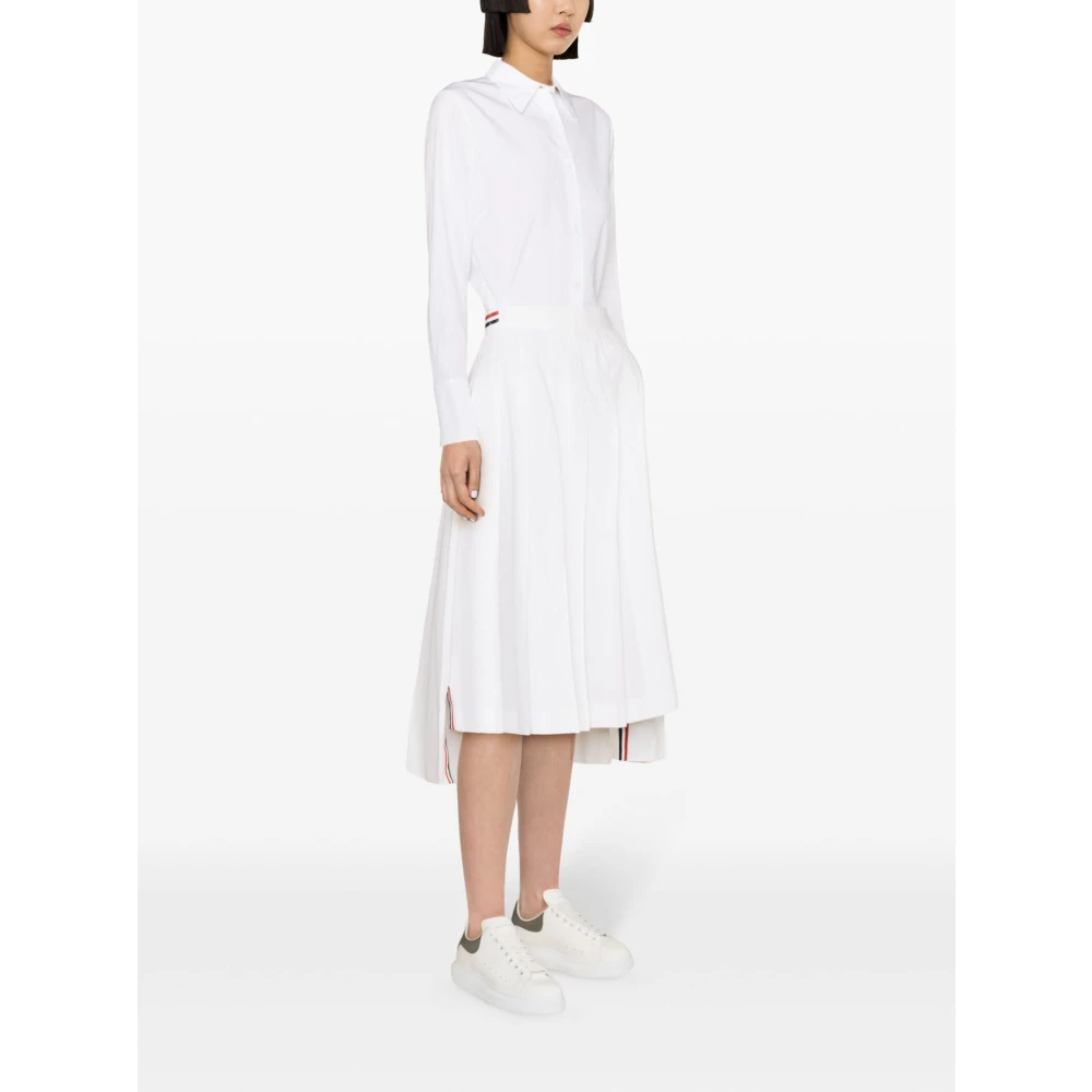 Thom Browne Witte Katoenen Overhemdjurk met Tricolor Strepen White Dames