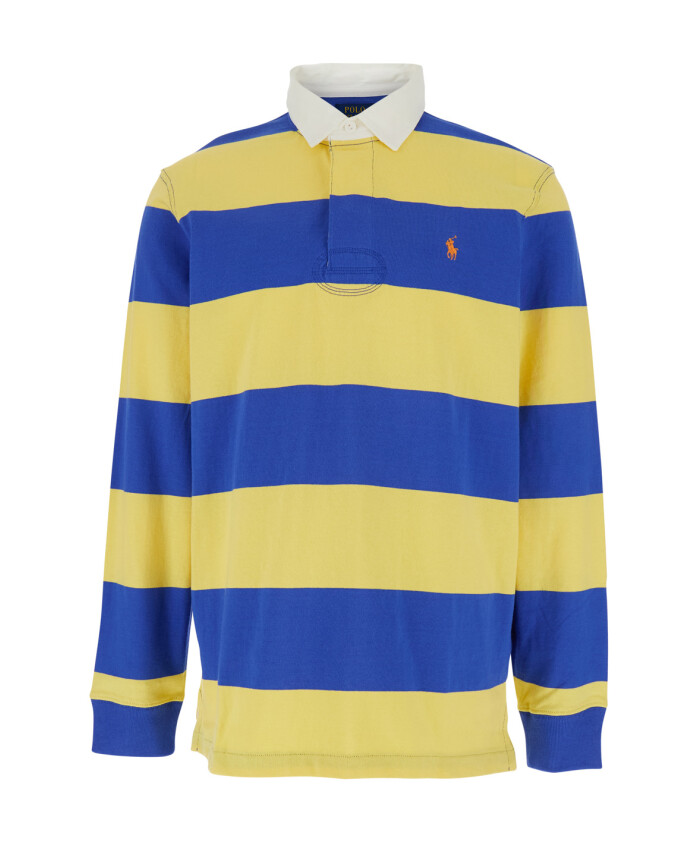 polo-a-rayures-en-coton-jaune-bleu