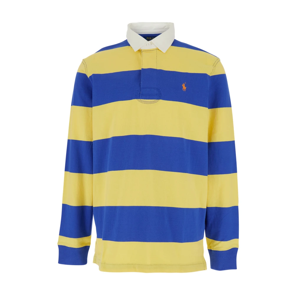 Polo Ralph Lauren Gestreept Katoenen Poloshirt Geel Blauw Yellow Heren