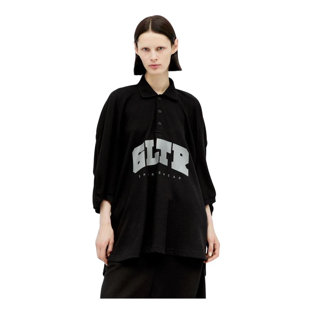 Jean Paul Gaultier Logo Print Polo T-Shirt Jersey Black Dames
