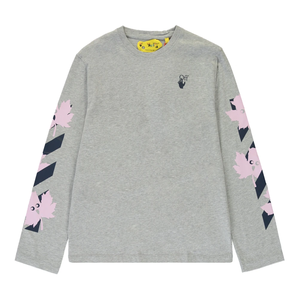 Off White Logo Print Bomull T-Shirt Gray, Flicka