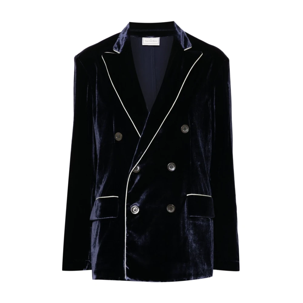 Pierre-Louis Mascia Blauwe Fluwelen Jas met Pijpzoom Blue Dames