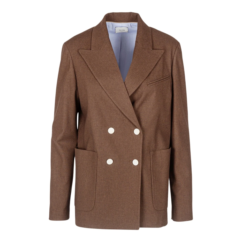 Alysi Dubbelborstige wollen blazer Brown Dames