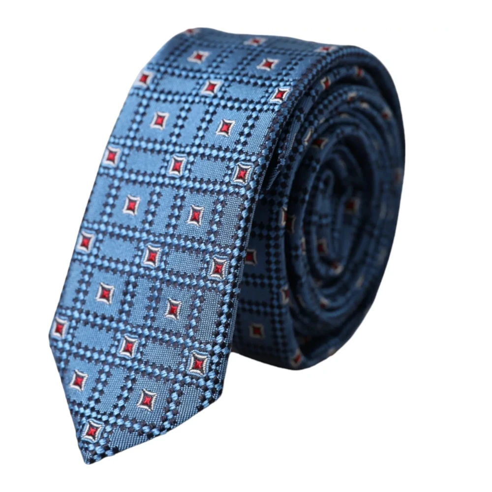 Dolce & Gabbana Blauw patroon zijden verstelbare herenstropdas Blue Heren