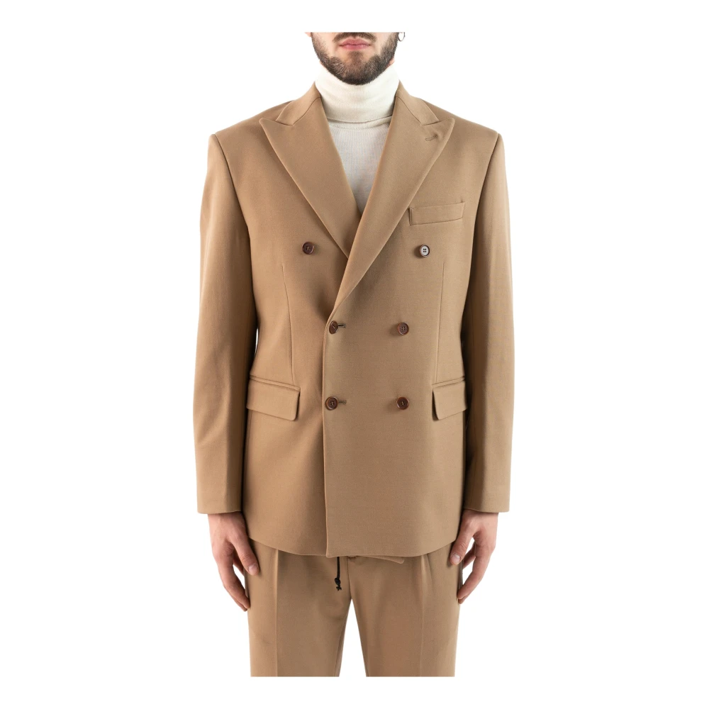 Corsinelabedoli Men's Beige Blazers, L, Edo Double-Breasted Blazer