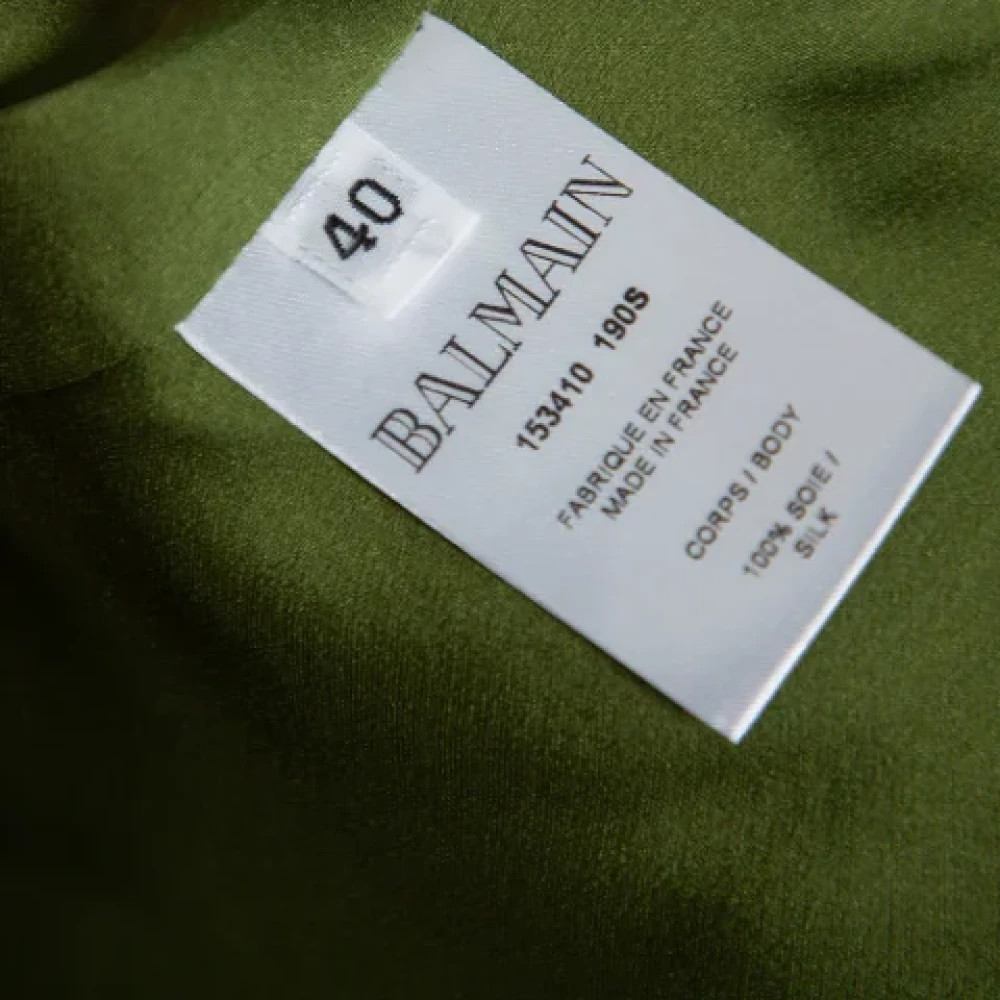 Balmain Pre-owned Satin dresses Green Dames