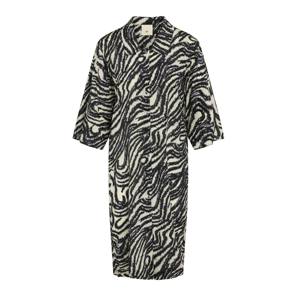 Heartmade Elegante Overhemdjurk Woestijn Zwart Multicolor Dames