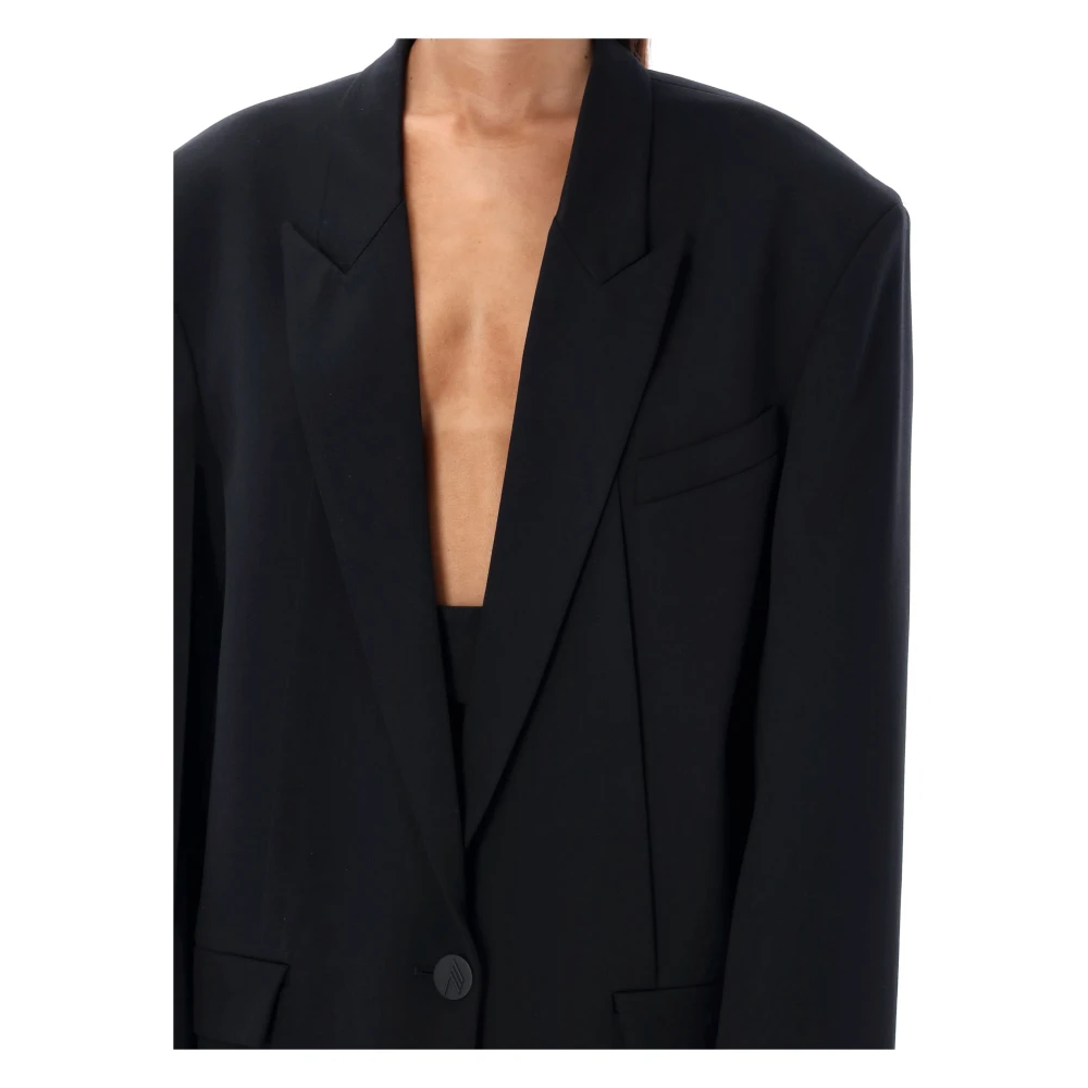 The Attico Oversized Glen Zwarte Blazer Black Dames