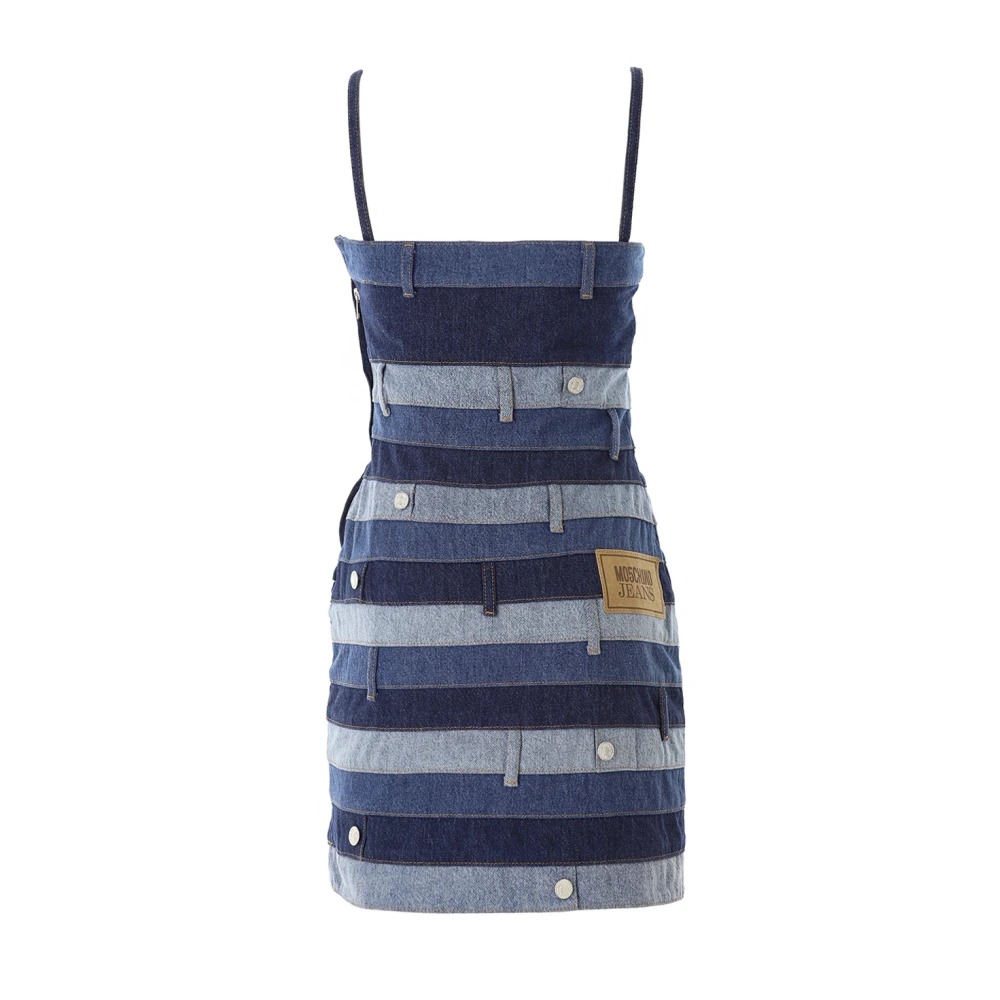 Moschino Multicolor Patchwork Denim Jurk Multicolor Dames