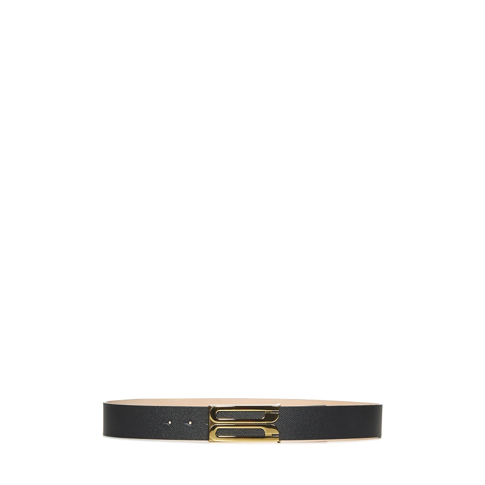 Victoria Beckham Zwarte Leren Riem met Gouden Gesp Black Dames