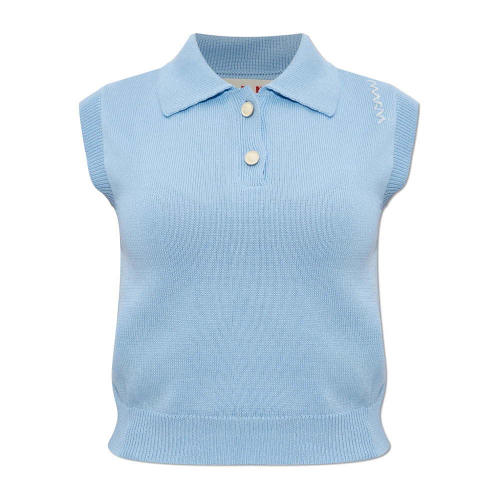 Marni Donna Blu Gilet Con Colletto