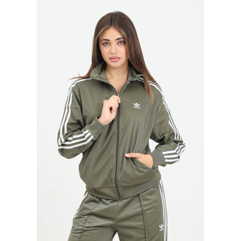 adidas Originals Groene Zip Sweater Classics Loose Firebird Green Dames