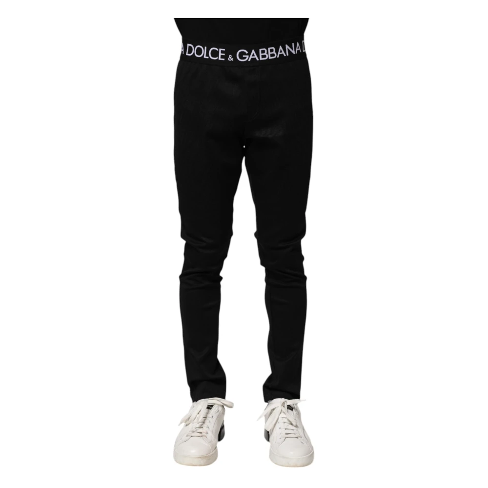 Dolce & Gabbana Men's Black Nylon Skinny Jogger Pants