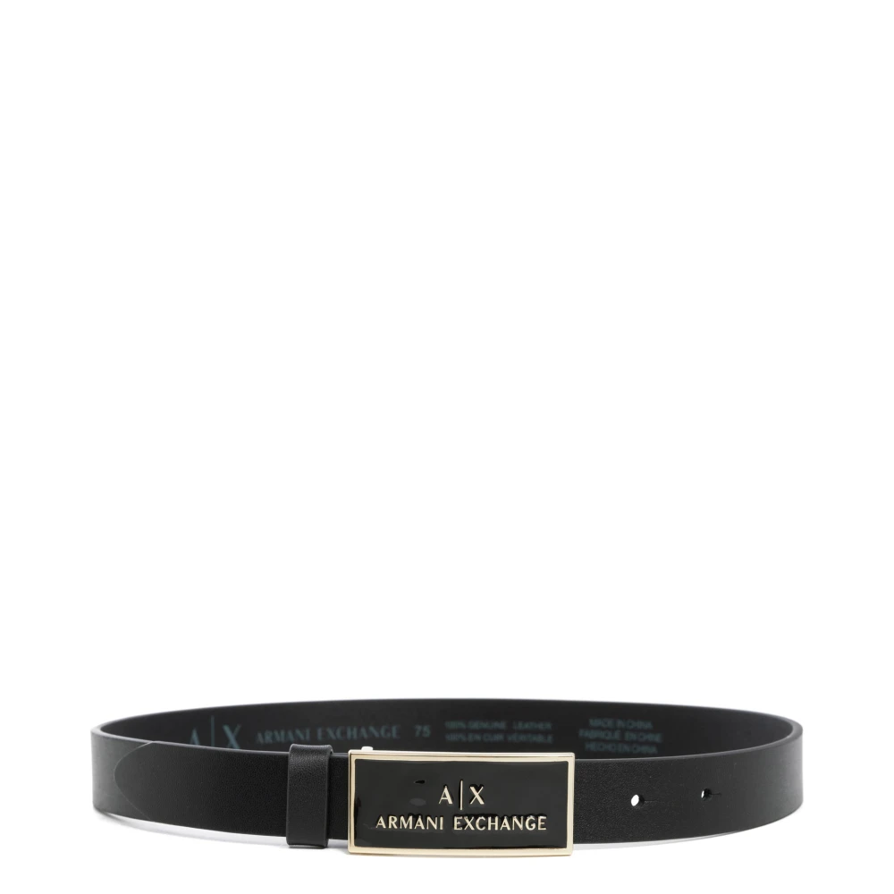 Armani Exchange Effen Gesp Riem met Logo Detail Black Dames