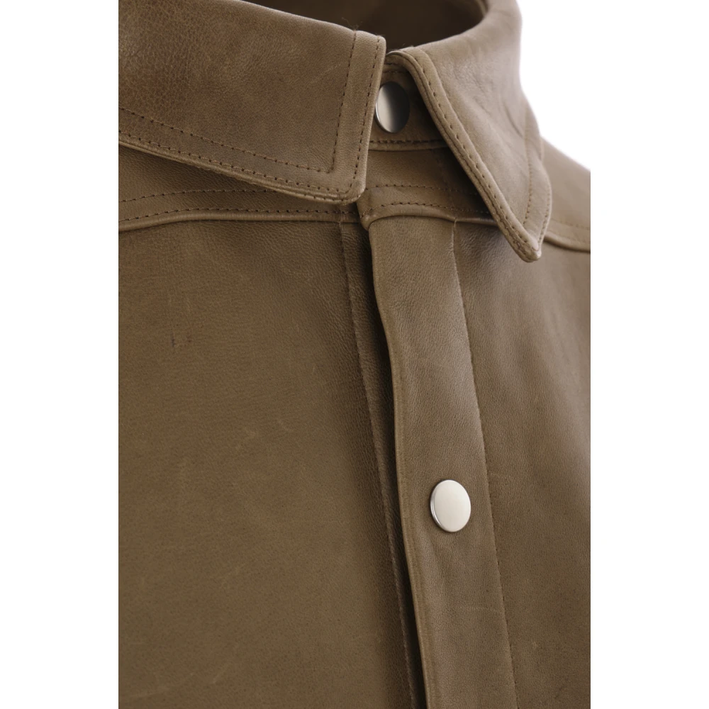 Rick Owens Oversized Groene Leren Jas Brown Heren