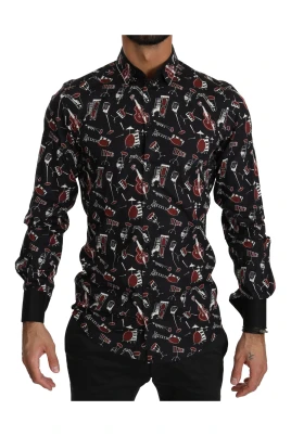 Svart Musikinstrument Slim Fit Skjorta
