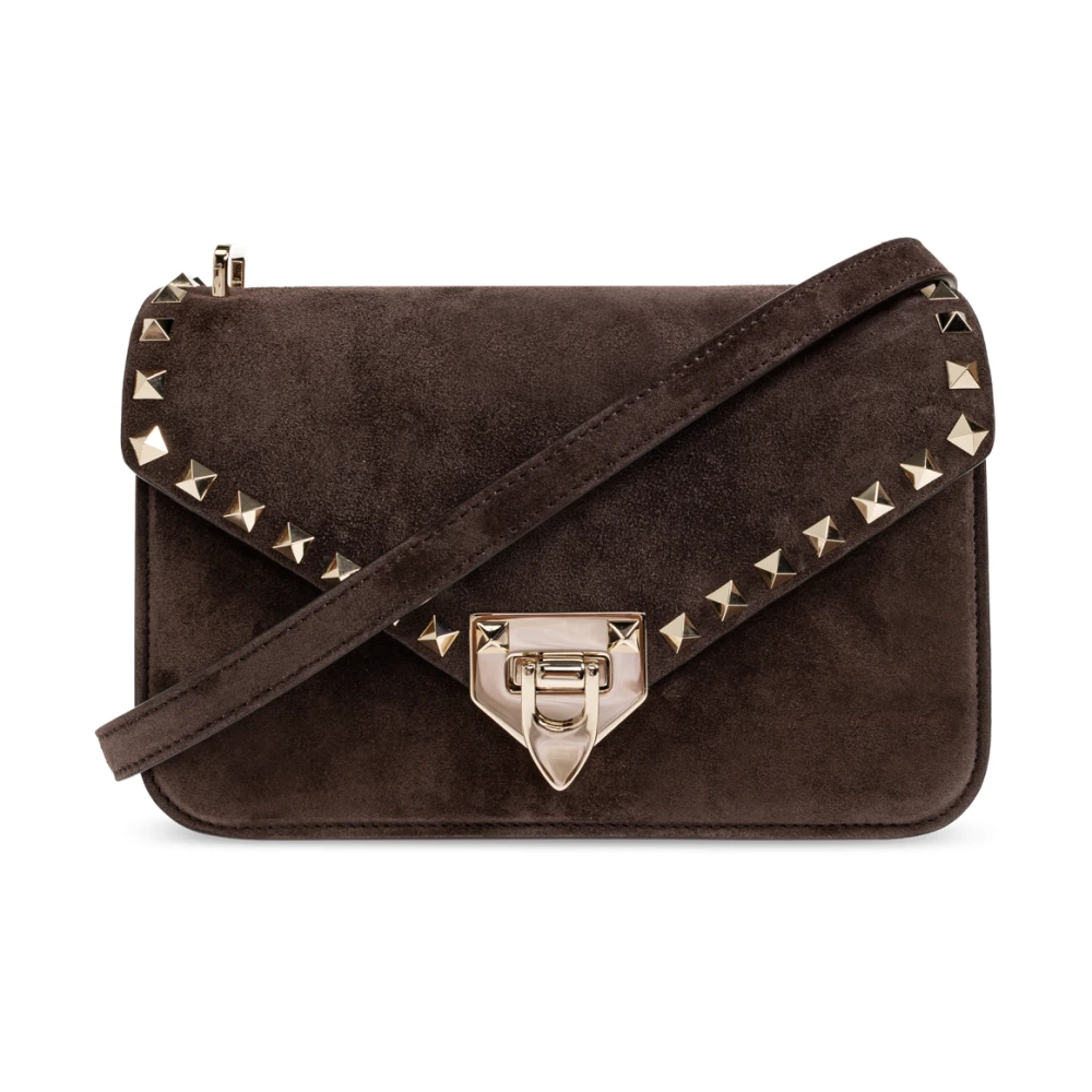 Valentino Garavani Rockstud Small Shoulder Bag In Suede - Female - Cross Body Bags - Brown - One Size - Bags - Image 4