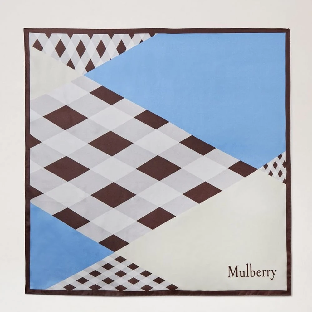 Mulberry Kleur Blok Vierkante Sjaal Ebony & White Multicolor Unisex