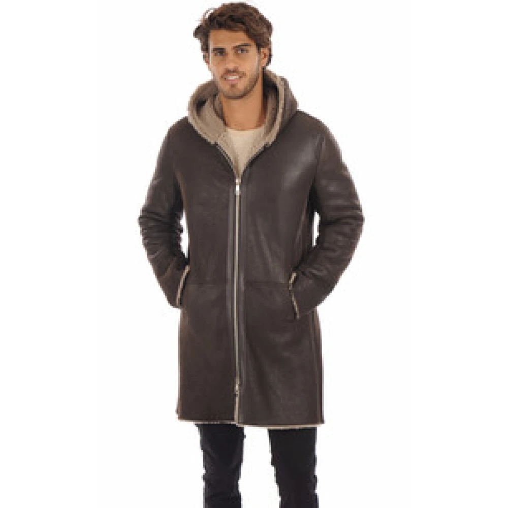 La Canadienne Donkerbruine schapenvachtjas Stijlvol model Brown Heren