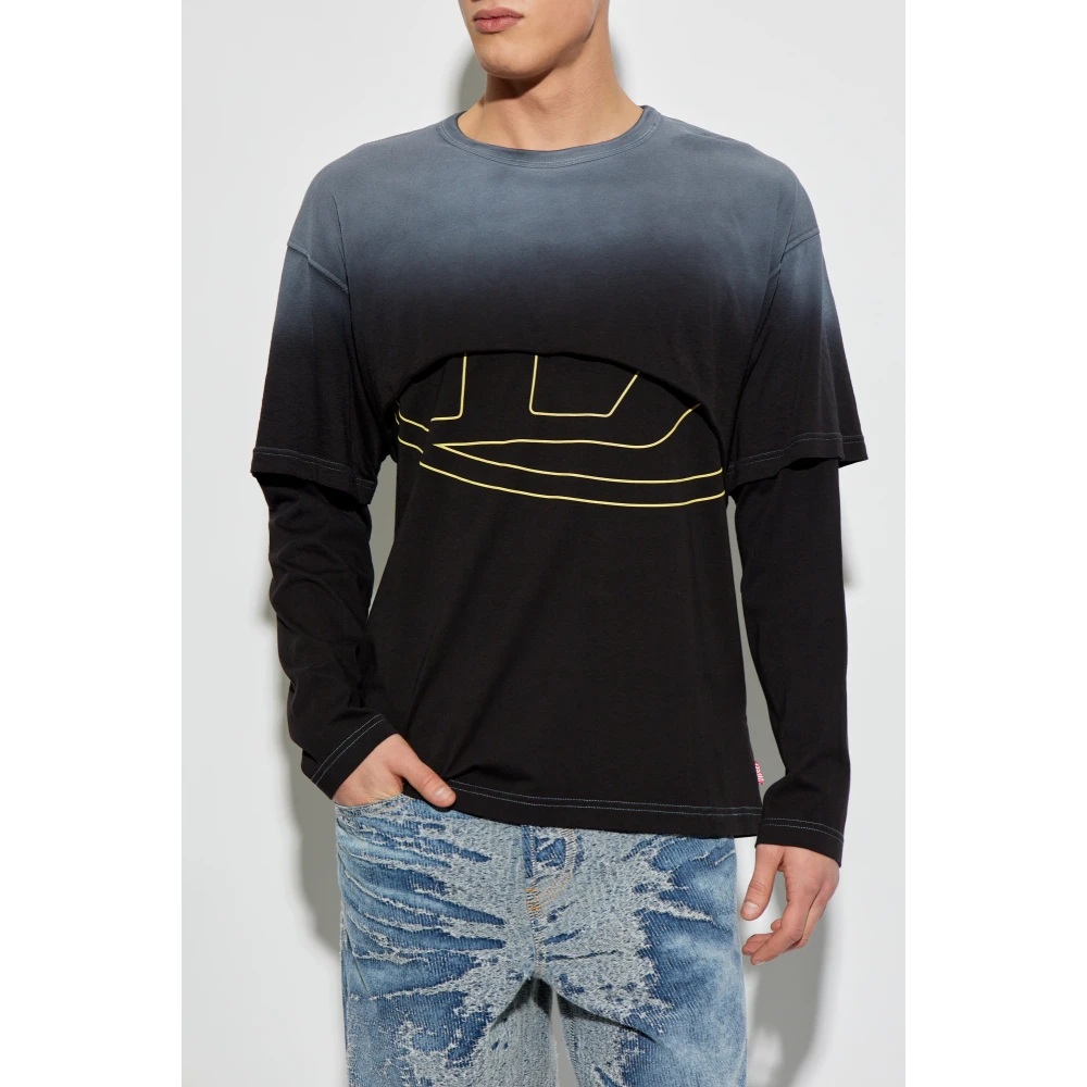Diesel Lange mouwen T-shirt T-Besh-Cut Black Heren