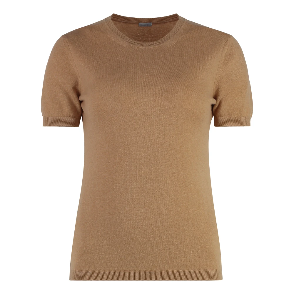 Malo Kasjmier Ribgebreide Korte Mouw Trui Brown Dames