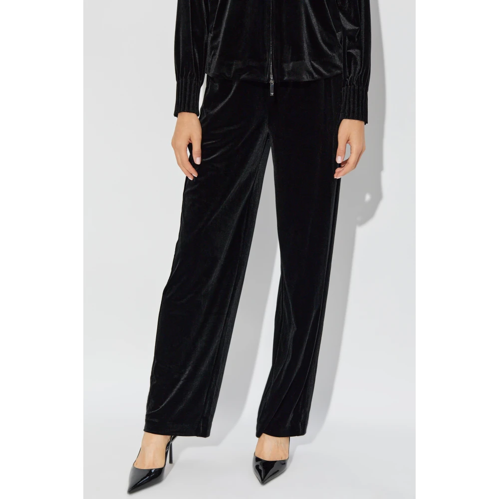 Emporio Armani Fluwelen loszittende broek Black Dames