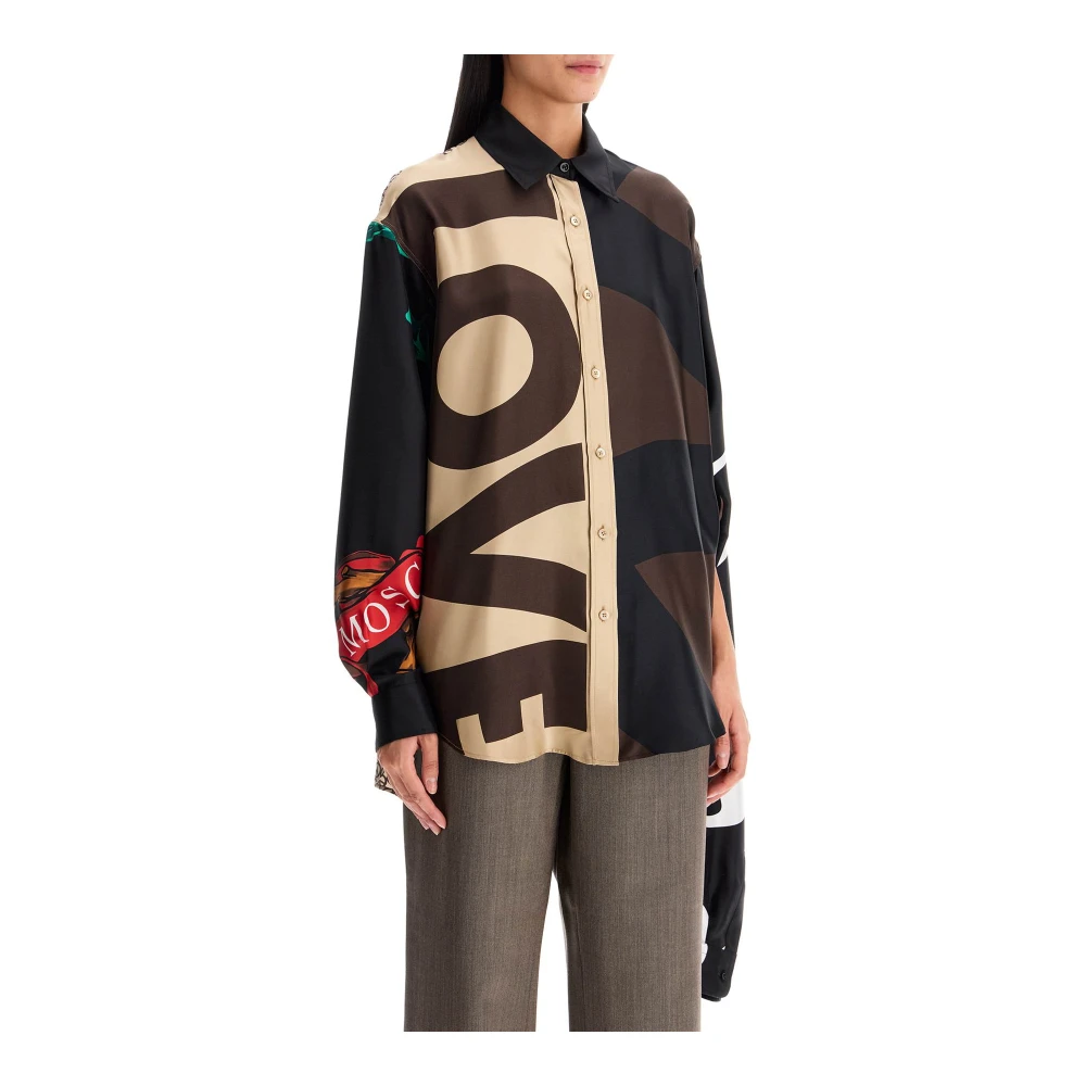 Moschino Zijden Patchwork Shirt met Oversized Volume Multicolor Dames