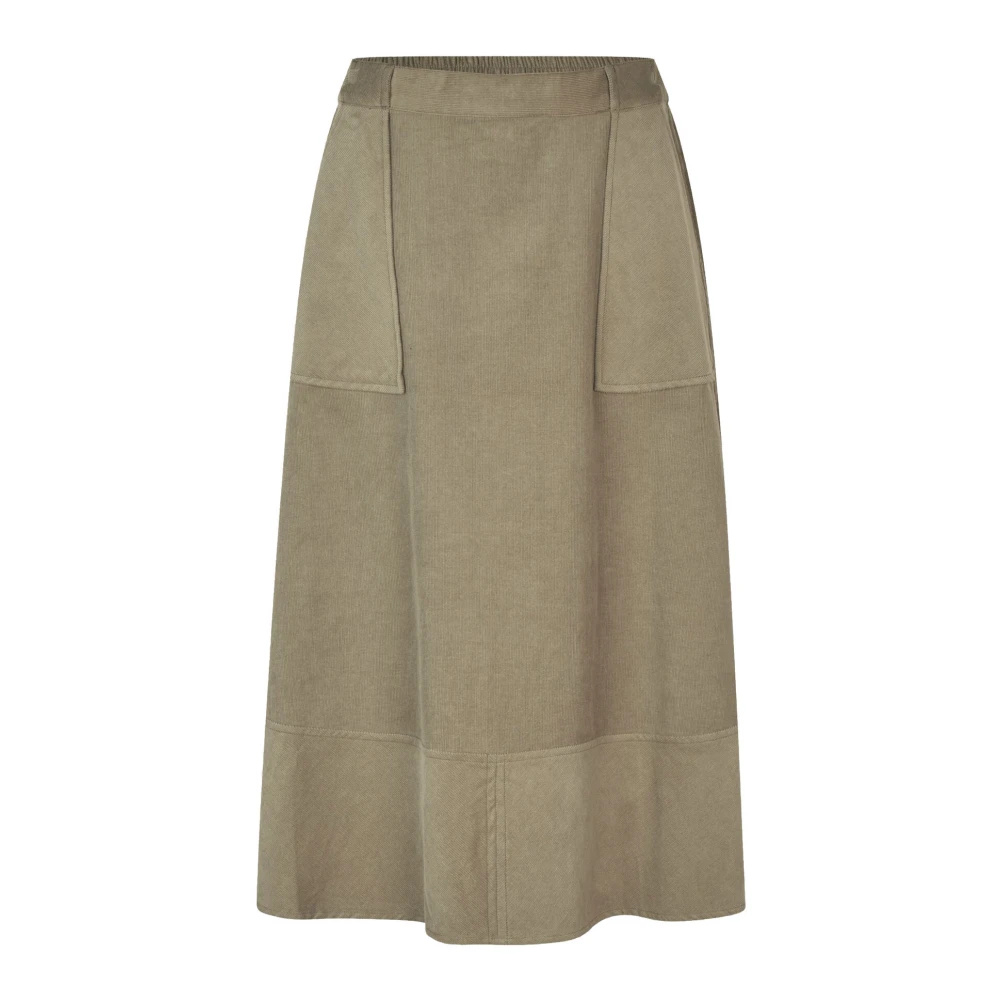 Masai Stijlvolle Fluwelen Rok met Decoratieve Stiksels Green Dames