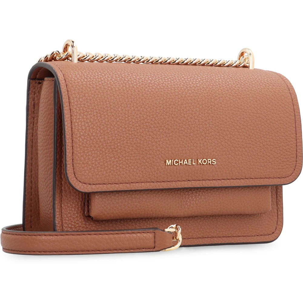 Michael Kors Leren Crossbody Tas met Kettingband Brown Dames