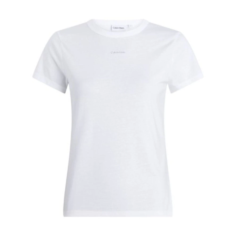 Calvin Klein Nano Logo Slim Tee voor Vrouwen White Dames