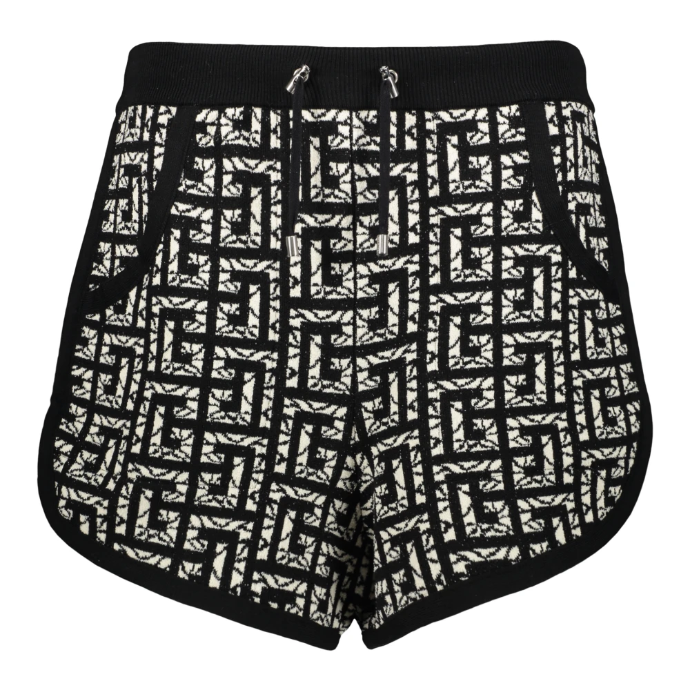 Balmain Logo Jacquard Bermuda Shorts Black Dames