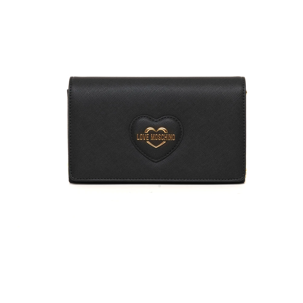 Love Moschino Metalen Ketting Schoudertas met Logo Black Dames