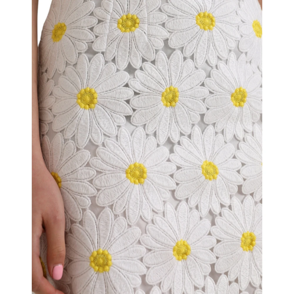 Dolce & Gabbana Witte Bloemen Potlood Rok White Dames