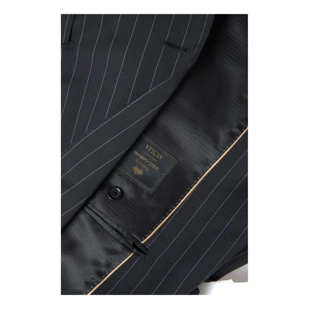 Dolce & Gabbana Zwarte Gestreepte Single-Breasted Blazer Black Heren